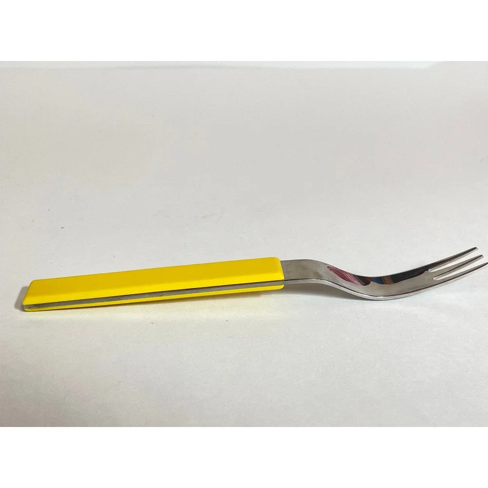 RARE Vintage Norway 18-8‎ Stainless Steel Appetizer Forks Yellow MCM Set of 5